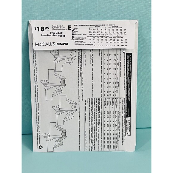 McCalls M6398 Womens Plus EASY Tunics Tops Sewing Pattern Sz 18W-24W RR Uncut - Picture 3 of 6